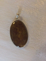 Brown stone oval pendant  - $20.00