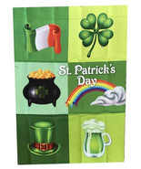 St. Patrick&#39;s Day House Flag Happy Shamrocks Irish Clover Pot Of Gold 28... - £23.33 GBP