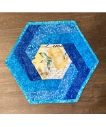 June Charming Lemon and Blue Floral Hexagonal Table Topper - $25.00