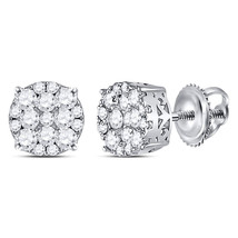 14kt White Gold Womens Round Diamond Cluster Stud Earrings 1/2 Cttw - £558.95 GBP