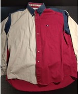 VTG DC Cowboy Equipment Button Down Shirt Western Medium Colorblock - $16.55