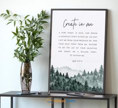 Psalm 51:10-12 Wall Art Create In Me Bible Verse Scripture Christian Decor -P960 - £19.02 GBP+