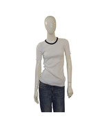 Chanel Vintage White slim cut short sleeve T-shirt sz 40 dark blue trim ... - $3,376.85 MXN
