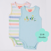 Bambi Mini Co. Supersinglet Bodysuit 12-18 Months Crystal Blue and Stripes 2Pack - £66.40 GBP