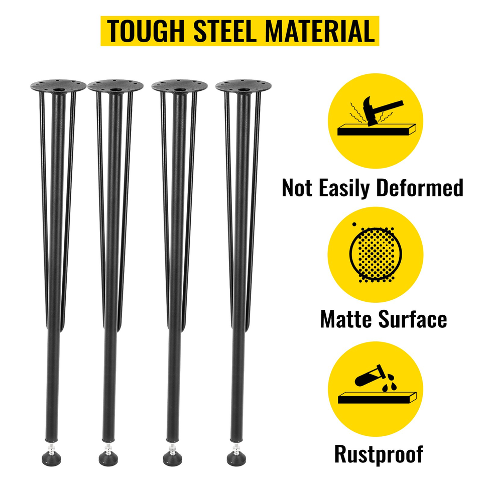 VEVOR Hairpin Metal Table Legs 28 Inch Desk Legs Set of 4 Heavy Duty Ben... - £29.30 GBP