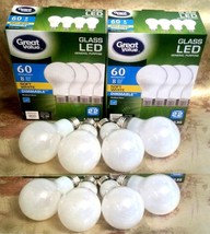 2 Box=8 Glass LED Light Bulbs-60W / 8 Watt Great Value Dimmable Soft White Lot - £15.96 GBP