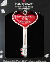 Christmas Tree Ornament 1st New Home 2010 Harvey Lewis Key Heart Crystal... - $14.50