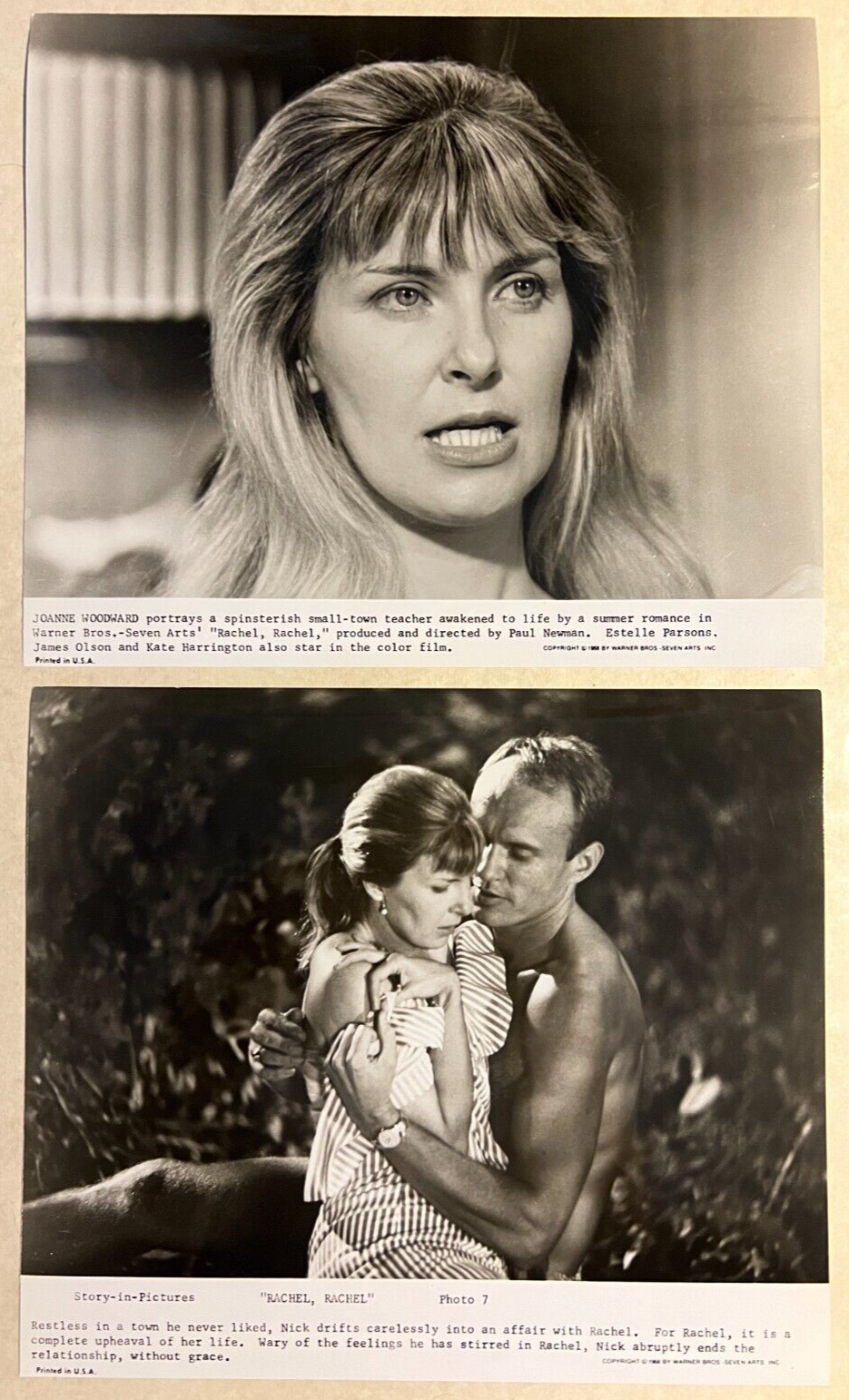 *Paul Newman&#39;s RACHEL, RACHEL (&#39;68) Two 8x10s Joanne Woodward &amp; James Olson - $35.00