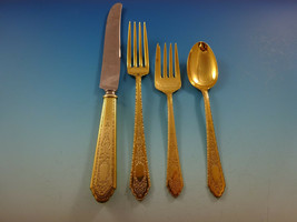 Mary II Gold by Lunt Sterling Silver Flatware Set For 12 Service 48 Pcs ... - £2,564.01 GBP