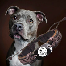 Wholesale 55 Pieces Pitbull Dog Brown Leather Adjustable Pit bull Bracelet - £43.09 GBP