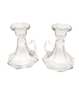 Clear Glass Candle Stick Holders With Handle - Lot Of 2 - £13.32 GBP