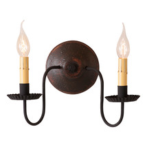 &quot;Ashford&quot; Wall Sconce Wood &amp; Metal Light Handcrafted Distressed, Espresso - £134.27 GBP