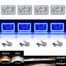 4X6&quot; Blue SMD Halo Glass / Metal Headlight 6000K 6K LED Light Bulb Headlamp Set - £228.48 GBP