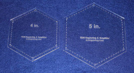 2 Piece Set Laser Cut Hexagon Quilting Templates - 4&quot; &amp; 5&quot;  Clear Acryli... - £17.88 GBP