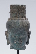 Antigüedad Khmer Estilo Montado Bronce Maitreya Estatua de Buda - 26cm/25.4cm - £321.01 GBP