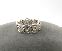 Vintage Beau Ring Sterling Silver Open Work Weave Size 6 Wide Band 3.46 Grams - £24.68 GBP