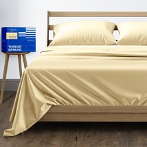Pure Egyptian Queen Size Cotton Bed Sheets Set (Queen, 1000 Thread Count) Sand B - £72.10 GBP