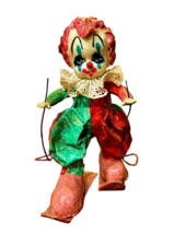 Vintage Paper Mache Clown Figure Snow Skier Lace Collar 5.5 Inch Made in Mexico - £9.20 GBP
