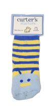 Vintage Y2K Carter’s Blue Yellow Stripe Bug Caterpillar Slipper Socks 9-... - $12.86