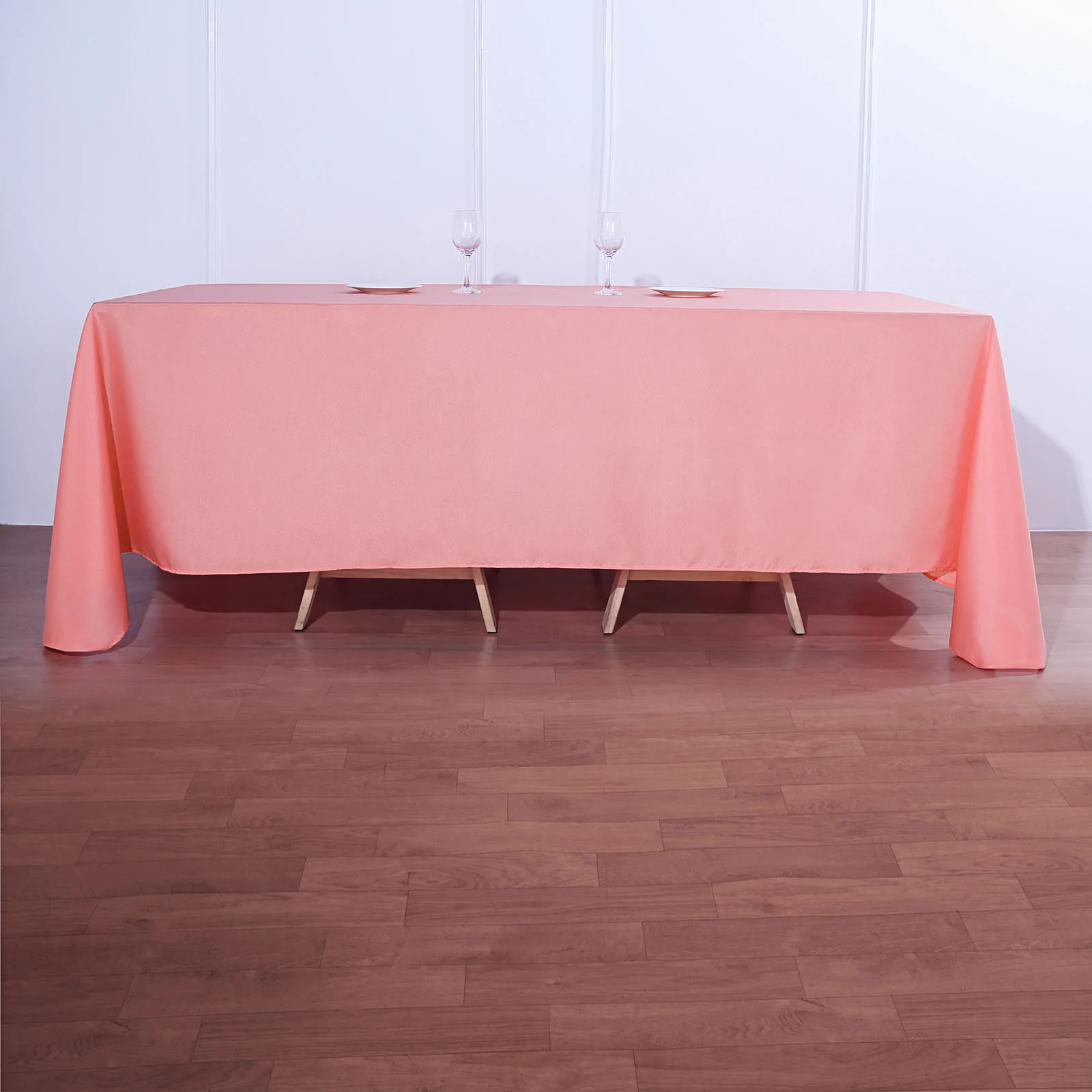 Coral - 5PCS 90x132&quot; Polyester Rectangle Tablecloths Wedding Party - £91.05 GBP