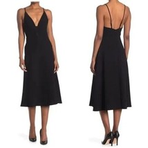 Allen Schwartz Plunging Neck Midi Dress, Black, Size 6, Little Black Dre... - $99.00