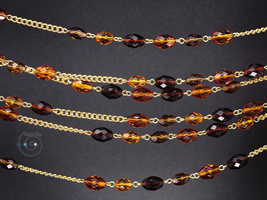 Czech glass necklace, orange, brown, yellow, great for boho layering, ooak - £21.63 GBP