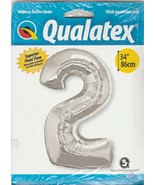 Qualatex 34 Inch Number &quot;Two&quot; Silver Foil Balloon  ~ ranjacuj - $177.36 MXN