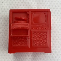 Vintage Toy Doll House Furniture Plastic Red Television Console Phonogra... - £5.55 GBP