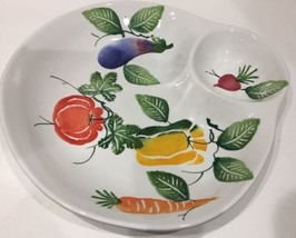 Nordstrom Chip & Dip Porcelain Serving Bowl Platter Veggies Design Made in Italy - £42.72 GBP