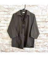 Akris Punto Olive Green Lace Up Front Blouse Size 6 - $998.65 MXN