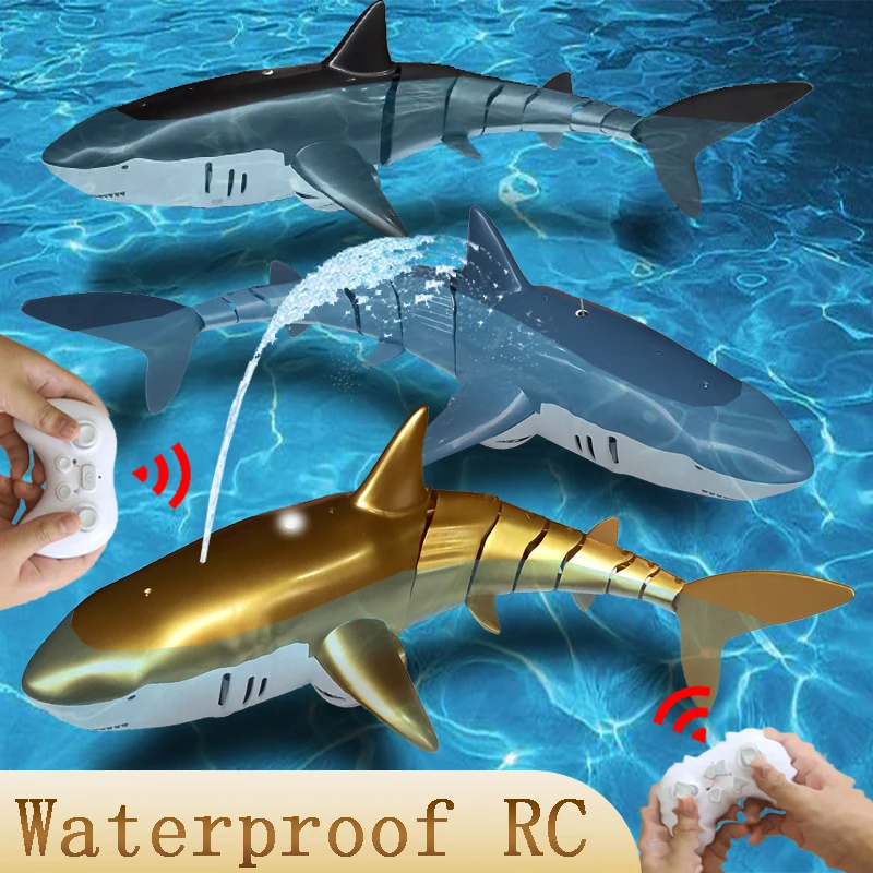 Remote Control Sharks Toy for Boys Kids Girls Rc Fish Animals Robot Water Pool - £24.45 GBP+
