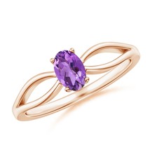 ANGARA Natural 0.4 Ct AA-Grade Solitaire Amethyst Split Shank Ring in 14K Gold - £364.53 GBP