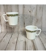 2 Pyrex White Green Flowers Spring Blossom Coffee Mug Cup Great Condition - €16,34 EUR