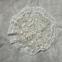 Vintage Hand Crochet Doily 12x12 Round Ivory/White Floral Tabletop Decor - £11.13 GBP