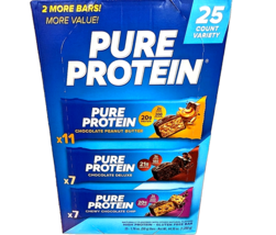 Pure Protein Variety Pack 25 Bars Chocolate, Chocolate Chip &amp; Peanut EXP... - $19.10