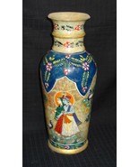 Marble Flower Vase Pot Hand Painted Krishna Peacock Design Christmas Eve... - £348.18 GBP