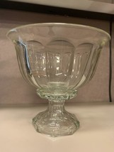 Large vintage heavy glass modern centerpiece punch bowl Clear Light Green - £50.63 GBP