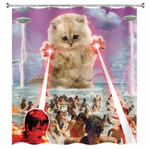 Satanic Cat Pentagram Death Black Metal Bathroom Curtains Waterproof Polyester - £18.25 GBP+