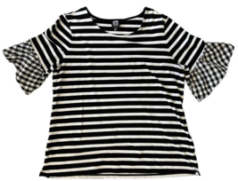 Anne Klein Black White Stripe Bell Sleeve Blouse Shirt Womens XL - £10.98 GBP