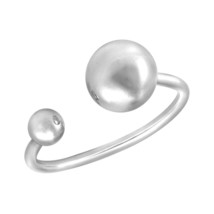 Stylish Double Ball Sphere Open-Ended Band Sterling Silver Ring-8 - £11.59 GBP