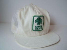 Vintage Green Cross Patch Hat Victory Caps White Snapback Trucker Cap - £17.51 GBP