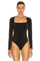 Jonathan Simkhai Sz S Womens Marlowe Bodysuit Top Black Stretch Long Sle... - £33.28 GBP