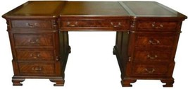 Office Desk, Mahogany and Satinwood Inlay, Leather, 8-Drawers BG-239 - £4,064.50 GBP