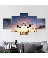 Airplane Landing Runway 5PC canvas Wall Art Picture Home Decor Large Sz ... - £43.16 GBP