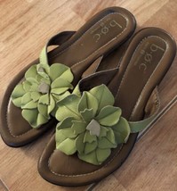 BOC By Born Leather Flower Flip Flops Sandals In Green Women’s Size 7 - £12.77 GBP