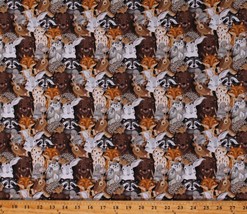 Cotton Forest Woodland Animals Bears Foxes Deer Owls Fabric Print BTY D786.01 - £10.32 GBP