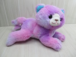 Kellytoy pink purple tie dye Plush kitty cat blue ears lying down stuffed animal - $31.18