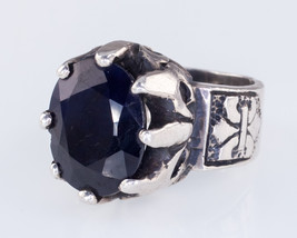 Cullquipuma Argento Sterling Taglio Ovale Zaffiro Anello Pesante Splendido - £325.99 GBP