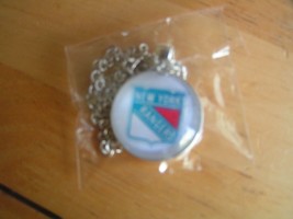 NHL NY Rangers Glass Cabochon Chain Pendant Charm Necklace Fast USA Ship... - £7.49 GBP