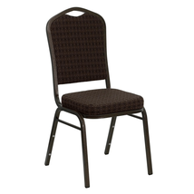 Elegant Brown Patterned Stacking Banquet Chair with Gold Vein Frame - $102.95